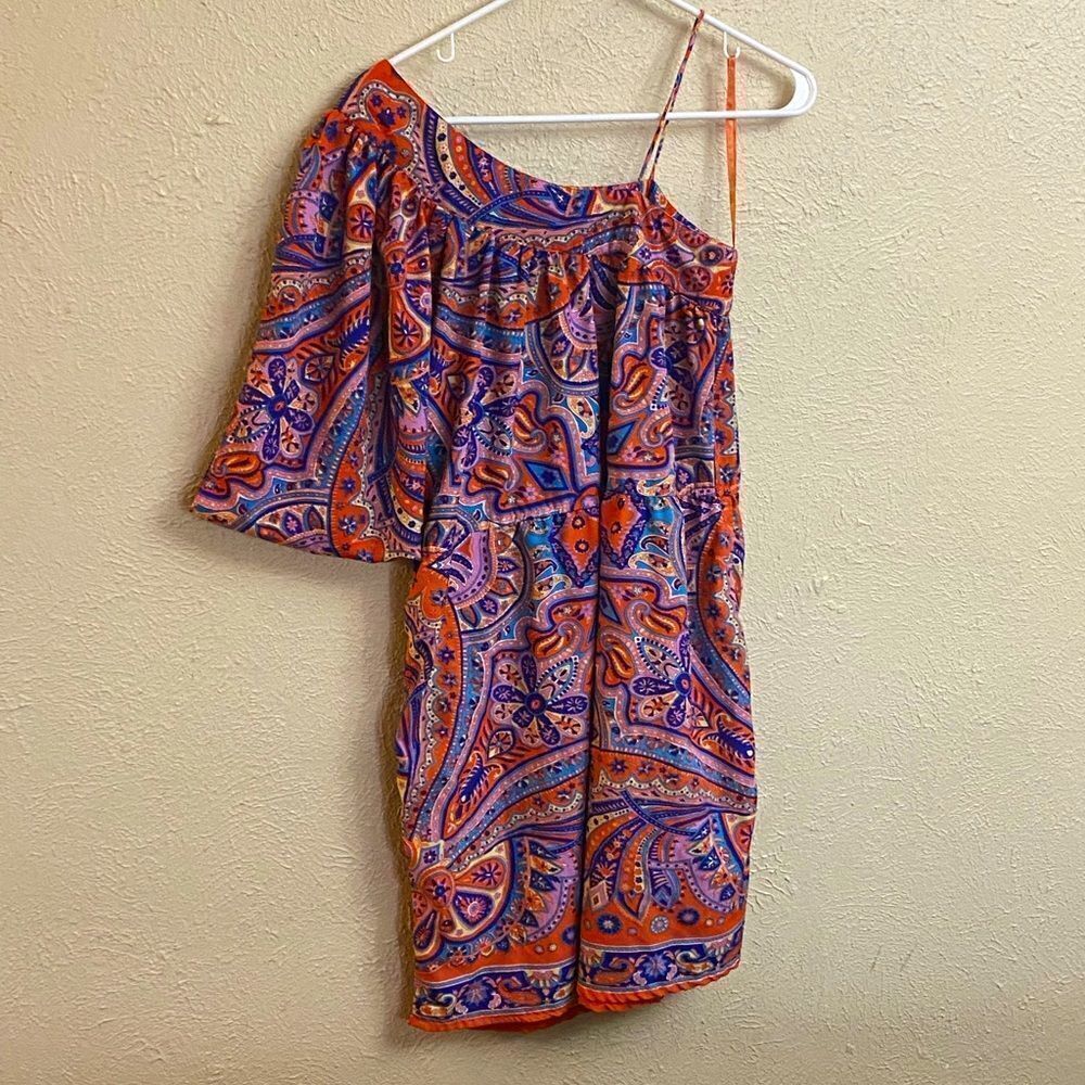Angie M Midi Mixed Print Dress Paisley Orange Yellow Purple